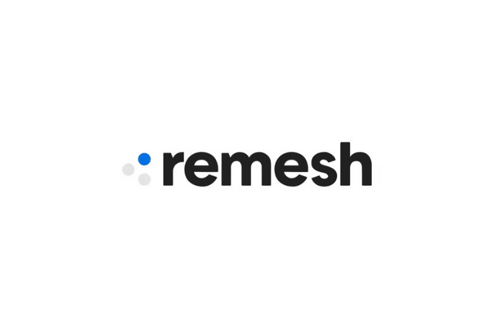 remesh logo black text white background