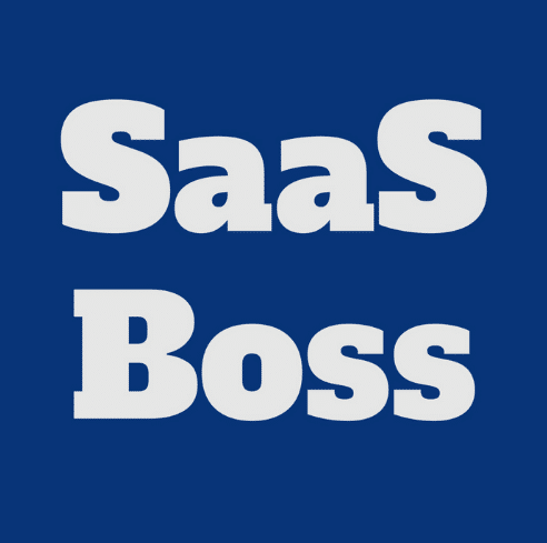 The Picture has the text "SaaS Boss" in white fonts on a dark blue background.