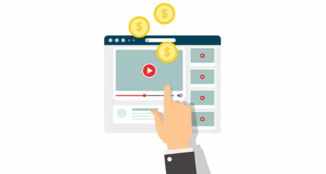 Stock image of YouTube page with money coming from screen