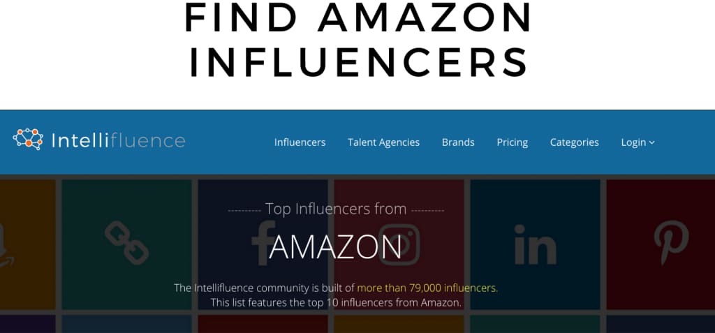 Screenshot of Intellifluence homepage - a tool to help find influencers