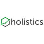 A picture of Holistics' logo with black text on white background.