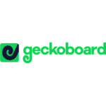 A picture of Geckoboard's logo with green text on white background.