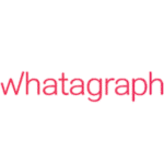 An image of logo of whatagraph with red text on a white background.