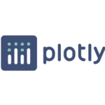 A picture showing plotly's logo with blue font on white background.