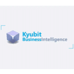 A picture of Kyubit Business Intelligence's logo with blue text on white background.